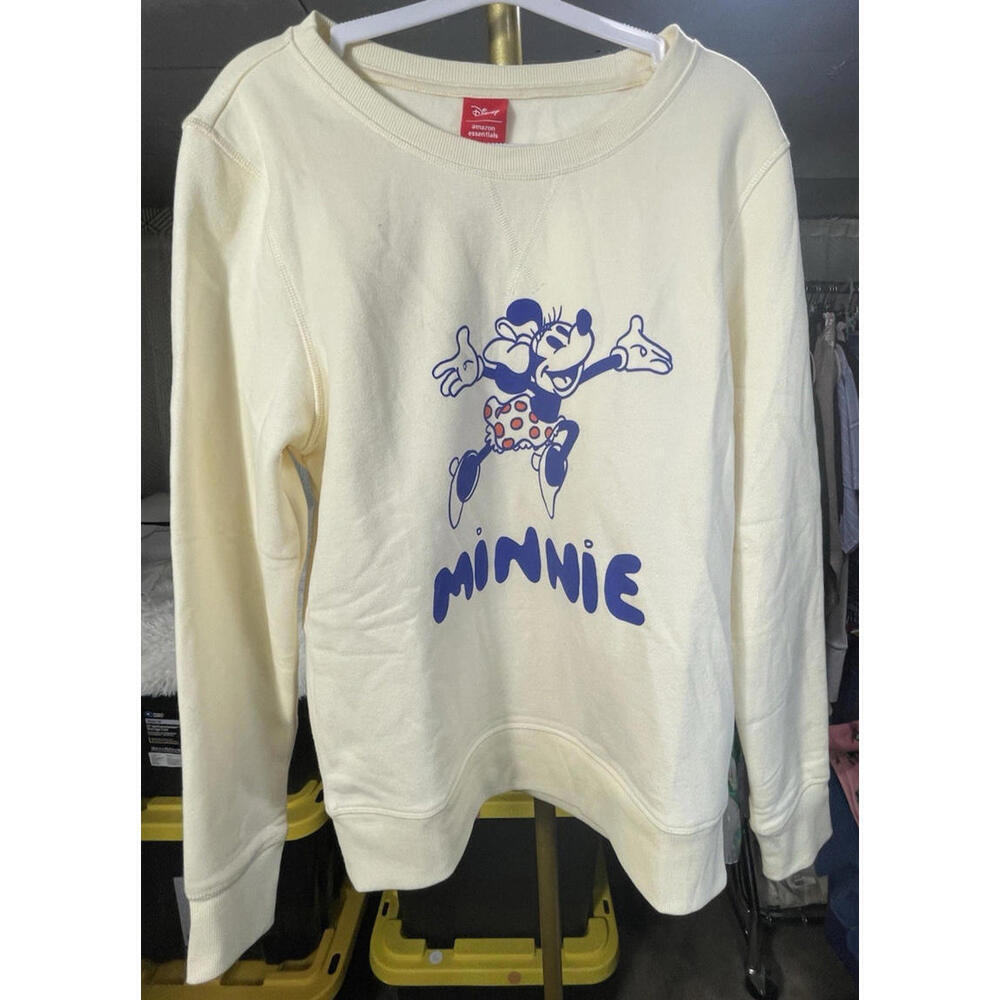 Disney Amazon Essentials Minnie Mouse Cream Sweatshirt Crewneck Sz Small